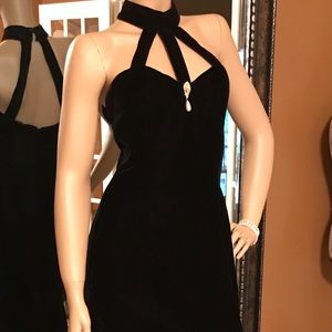Black Velvet Cocktail Evening Gown