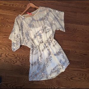 Beach white, silver sequin dress