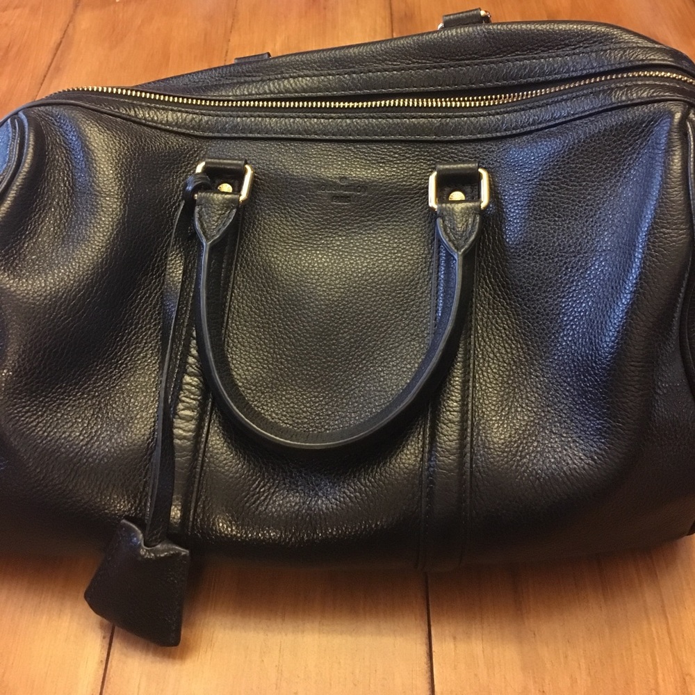 Black Leather Tote Bag w Removable Shoulder Strap