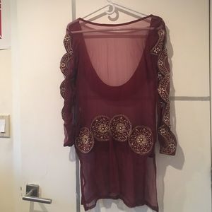 Gypsy Queen Silk embroidered tribal top