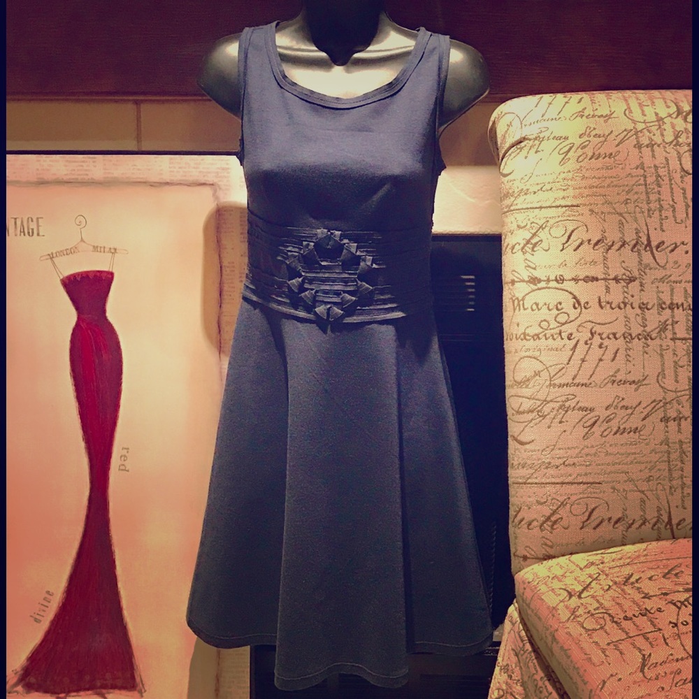 Max studio blue empire waist embroidered dress EUC