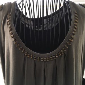 NWT Olive Green Top with Gold Accents Size 1X.