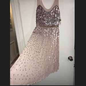 NWT rose gold sequin open back dress