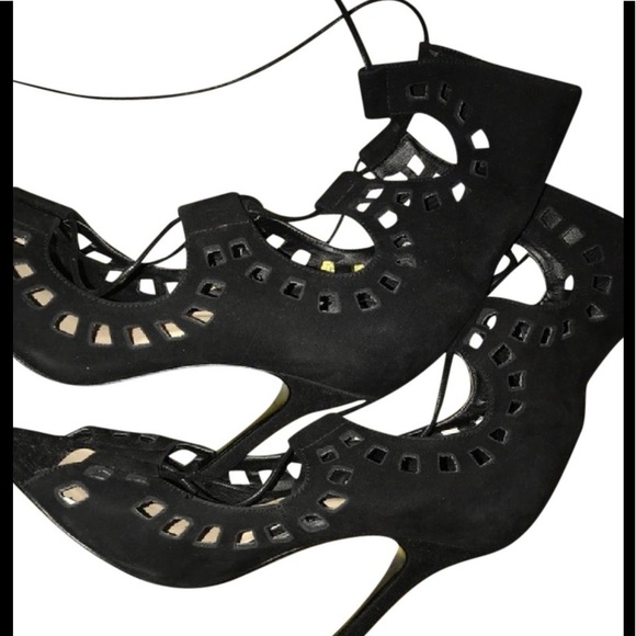 NYLA Matli Gladiator SUEDE Cut-Out Sandals Heels - Picture 2 of 7