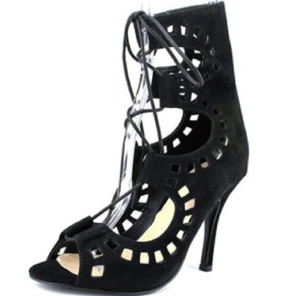 NYLA Matli Gladiator SUEDE Cut-Out Sandals Heels - Picture 4 of 7