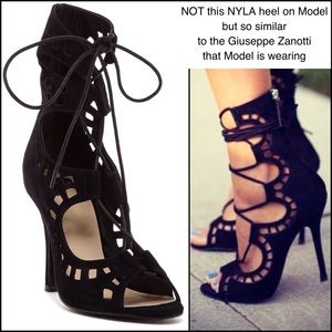 NYLA Matli Gladiator SUEDE Cut-Out Sandals Heels