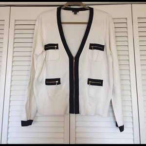 White and black Ann Taylor cardigan size XL