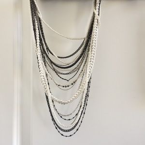 Layered Chains and Pearl Necklace