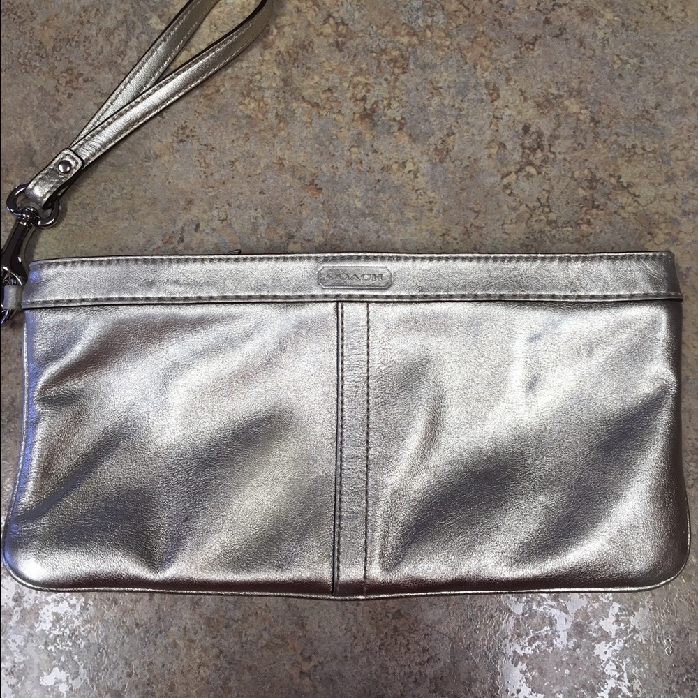 Coach metallic gold wristlet