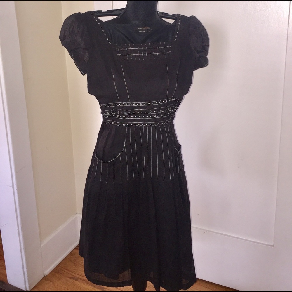 BCBGMaxAzria Black Dress with Button Details