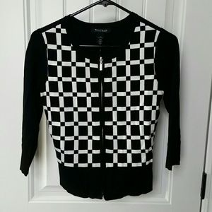WHBM Checkered Zip Cardigan - NWT