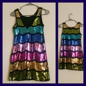 Rainbow Sequin Party Dress