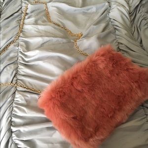 Mauve fuzzy/ faux fur crossbody