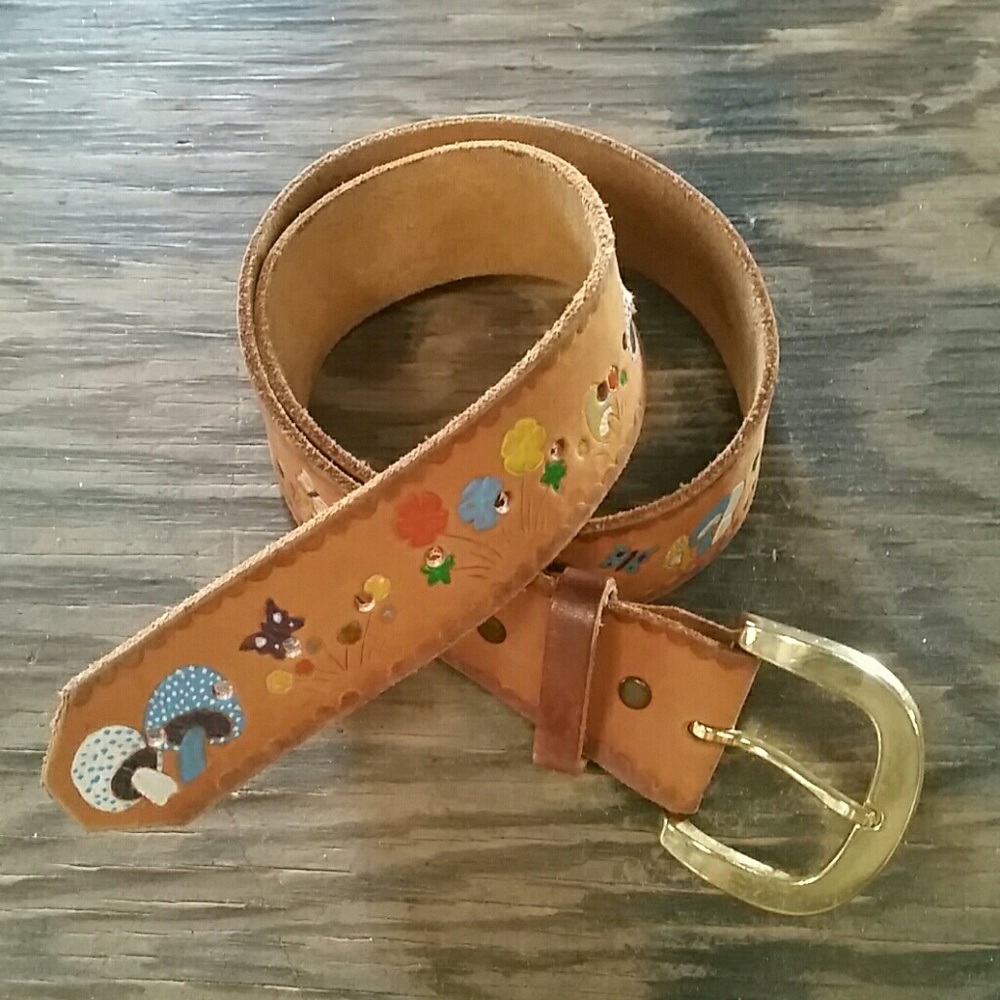 PRIME VINTAGE 70's Leather Mushroom Belt
