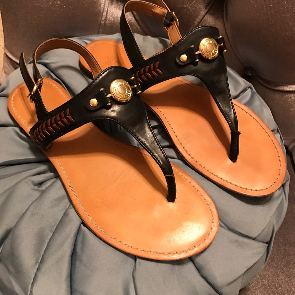 Dark Navy and Gold Sandals.