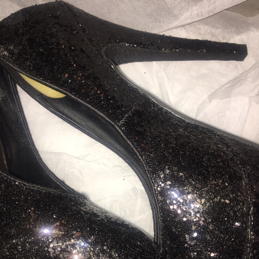 Black glittery heels
