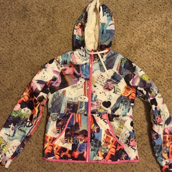 H&M Jackets & Blazers - H&M collage print fun festival windbreaker