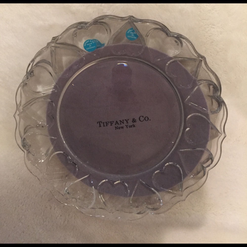 3 Tiffany Heart Crystal Plates