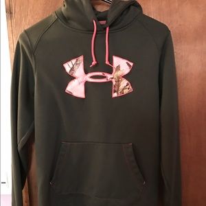 Under Armor green and pink camp hoodie