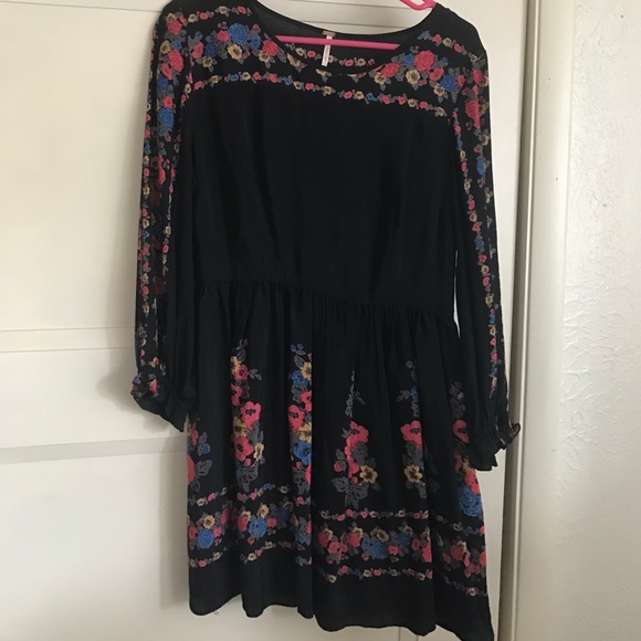 Free People Dresses & Skirts - Free People black dress with flower detailing