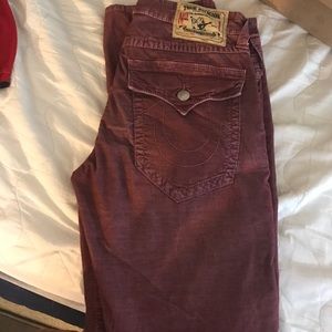 True Religion red corduroy pants