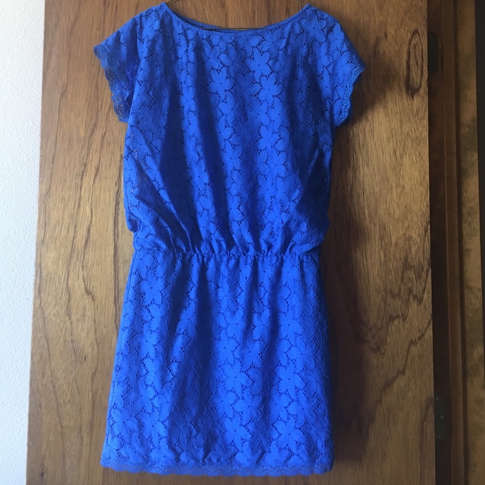 Royal Blue Flower Lace Dress