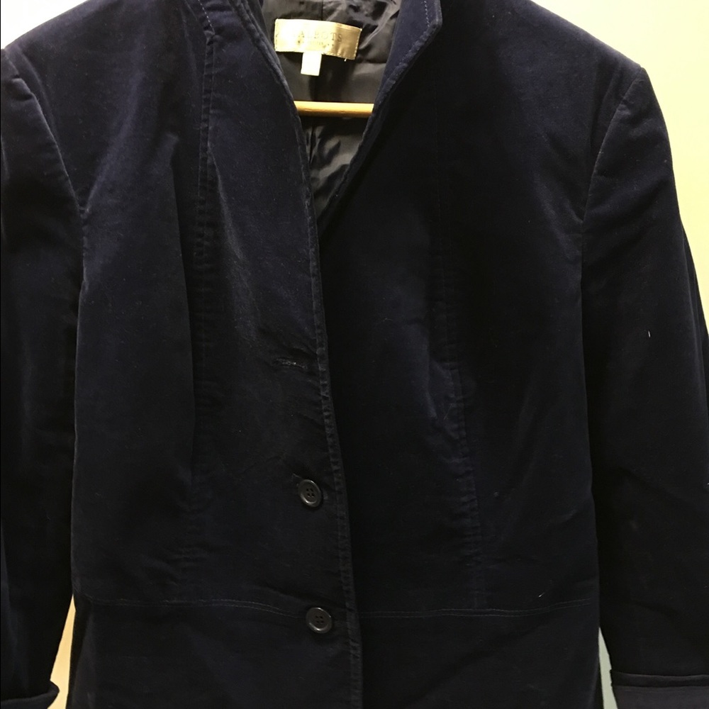 Bright blue corduroy jacket with French cuffs