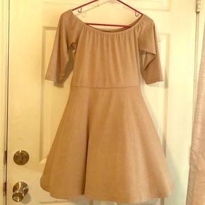 Off the shoulder copper key dress