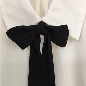 Cream Top with Black Bow