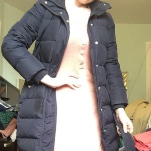 JCrew Navy Belted Puffer Jacket!