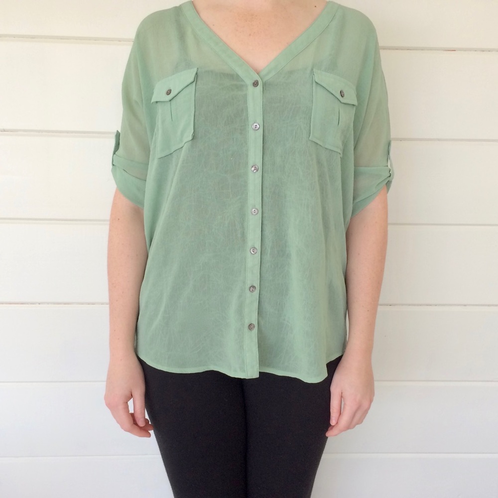 Sage Green Buttoned Blouse