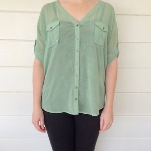 Sage Green Buttoned Blouse