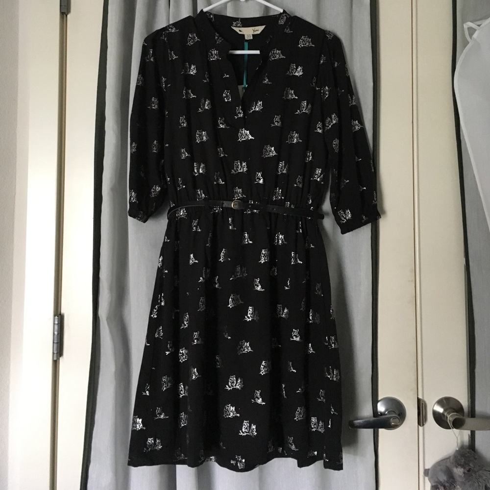 Owl Print Shirt Dress
