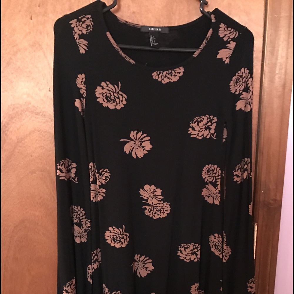 Black and Tan flowered dress