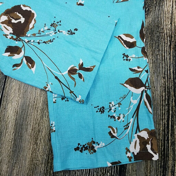 3/$25 Blue 100% Linen floral pants size Medium - Picture 3 of 5