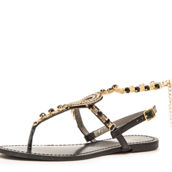 ☀️Black and gold anklet sandal - Picture 2 of 3
