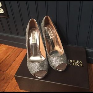 High Silver sparkle heels