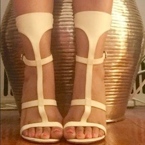 JIMMY CHOO Caged Stiletto Sandal-Ecru sz.37(7)