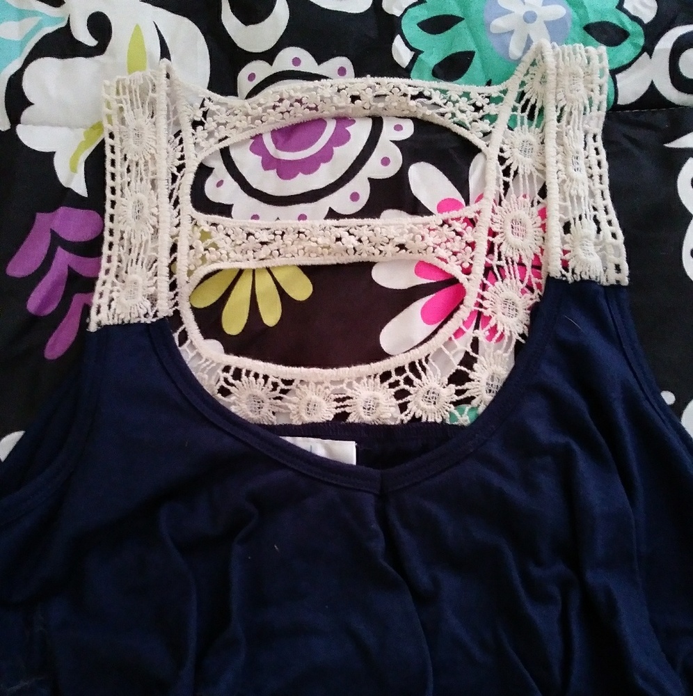 Navy Blue ruffled tank top