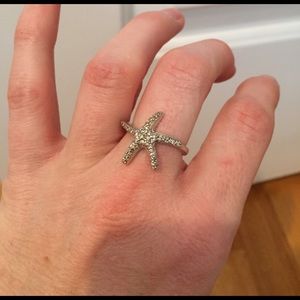 Silver starfish ring