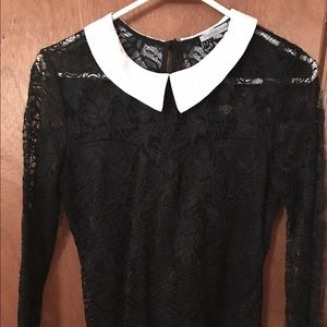 Collared lace long sleeve blouse