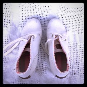 Cream Wedge Ankle Boots. Size 6.