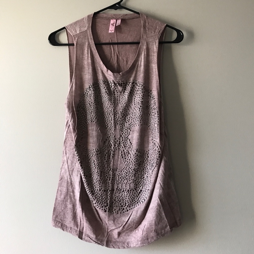 Dusty purple tank with silver studded skull