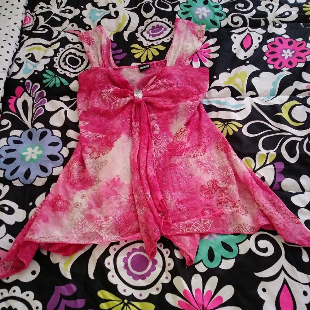 Pink tank top with sparkles threw out