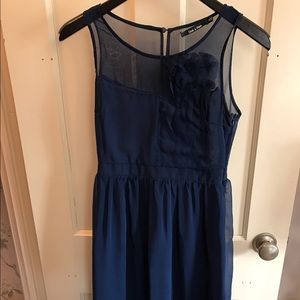 Navy Fit and Flare Mini Dress