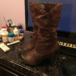 Brown heeled boots