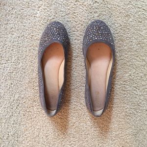 Sperry Emma Sparkle Flats 7 Gray Suede