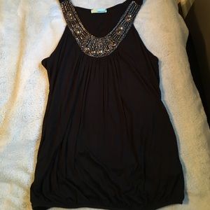 Black tank with Beaded Neckline