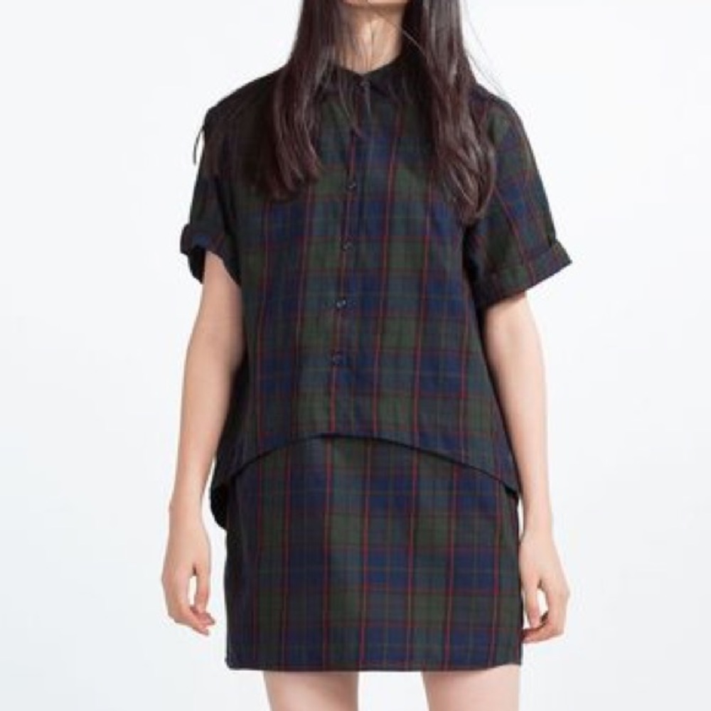 Zara overlay plaid dress