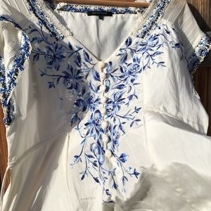Nanette Lepore Silk Embroidered Blouse